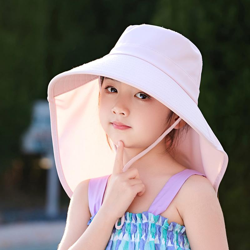 Parent-child simple versatile bucket hat summer outdoor play mountaineering sun protection hat big brim shawl sun hat children
