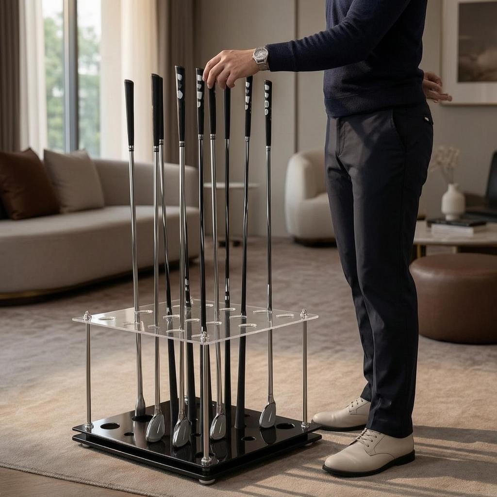 Golf Club Rack Acrylic Display Freestanding for Golfers, Indoor,