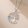 Dawapara Vintage Turquoise Crescent Moon Tree of Life Necklace Filigree Celtics Moon Wiccan Pendant Stainless Steel Jewelry
