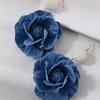 Floral Drop Earrings Lightweight Camellia Earrings Allergy Free Blue Flower Ear Pendants Handmade Denims Ornament