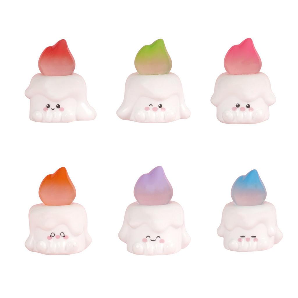 6Pcs/set Multicolors Luminous Candle Miniatures Resin Ornaments Diy Fairy Garden Decoration Moss Terrarium Micro Landscape
