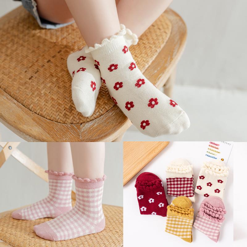 5 Paare/Lot Socken Mädchen Reine Baumwolle Frühling und Herbst Kinder Mid Cap Mädchen Baby Prinzessin Damen Socken 2-6 Jahre