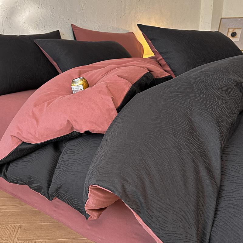 Class A Cotton Embossed Jacquard Brushed Dormitory Bedding Set - 3 Piece