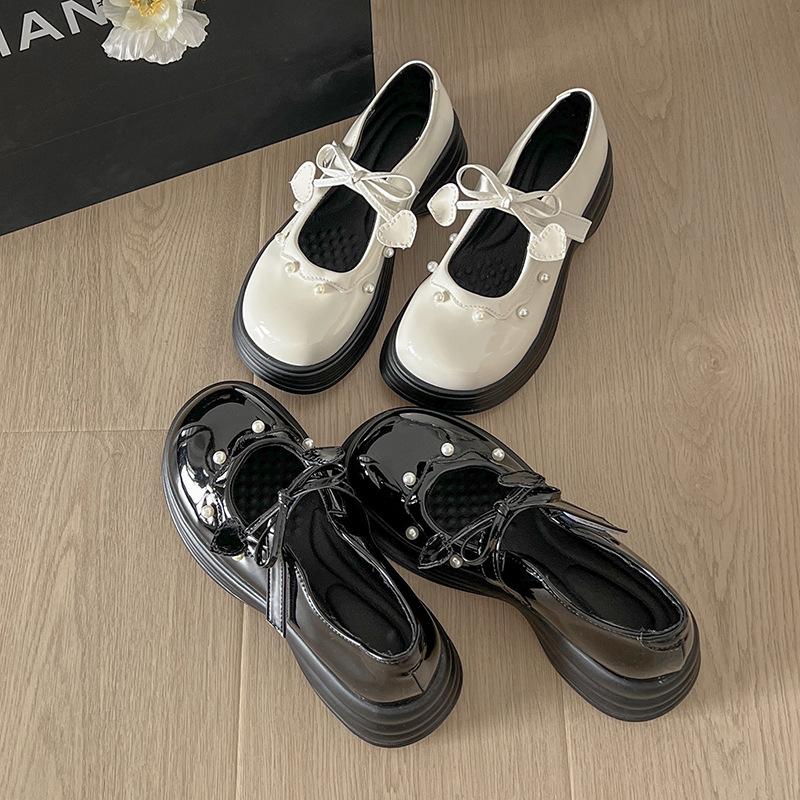 White French Versatile Platform Small Leather Shoes Women's 2025 New Summer Soft Sole Heightening Ballet Mary Jane Single Shoes