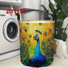 Peacock Open Screen Oil Painting Pattern Laundry Basket Organizer for Clothes/Books with Handles Portable Foldable Polyester