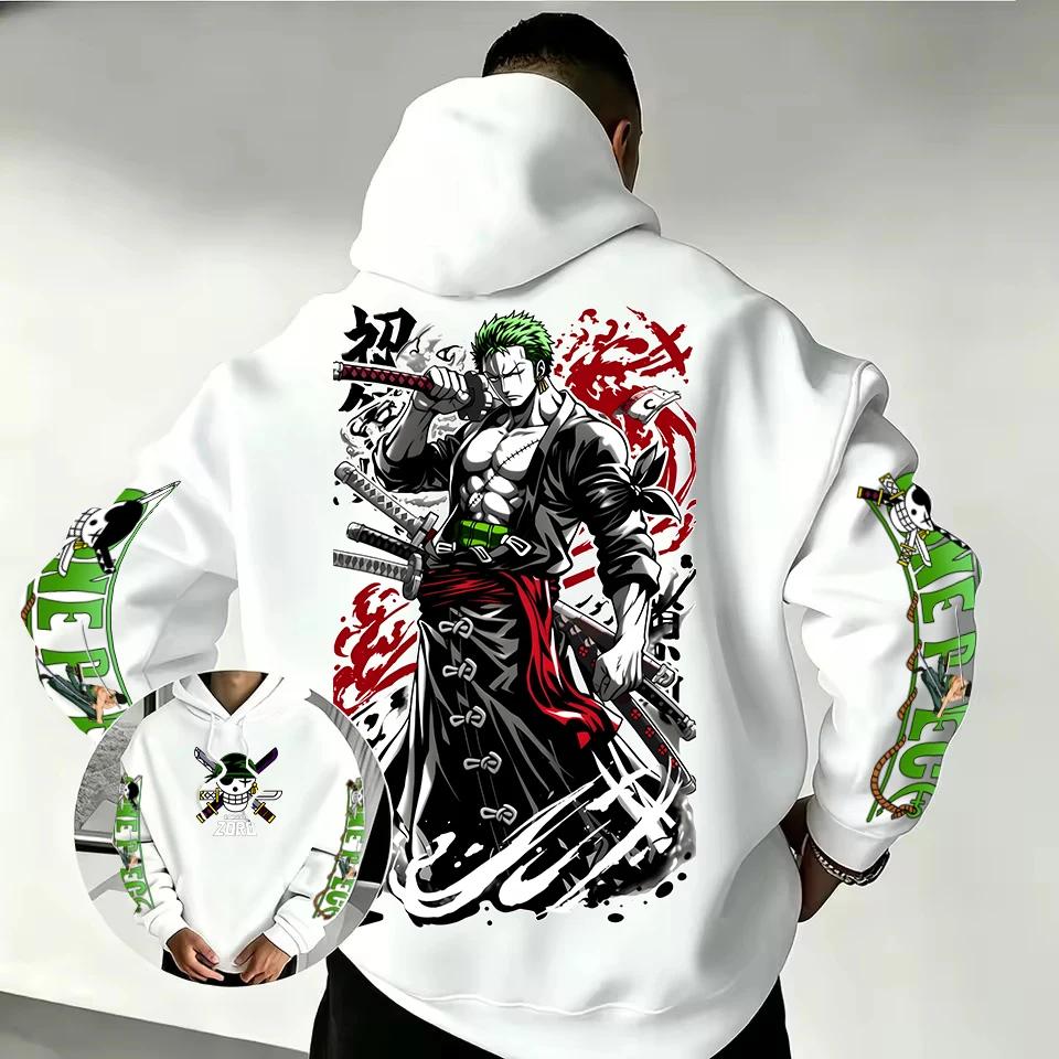 Roronoa Zoro Anime Grafická oboustranná mikina s potiskem rukávů Pánská