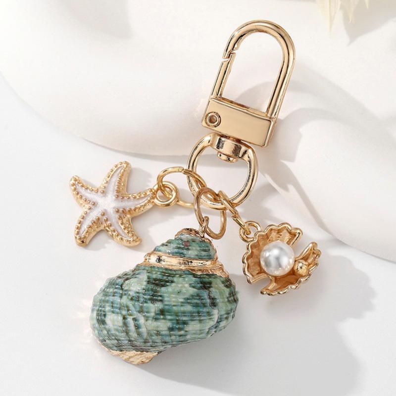 1PC Starfish Shell Fashionable Keychain Creative Keyring Pendant Naturally Conch Bag Charm Asymmetric Shell