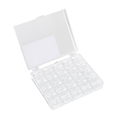 25pcs Sewing Machine Bobbins Plastic Transparent Simple Embroidery Bobbins with Storage Box for Home