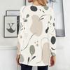 Women Plus Size Round Neck Long Sleeve Abstract Printed Loose Longline T Shirt With Pockets