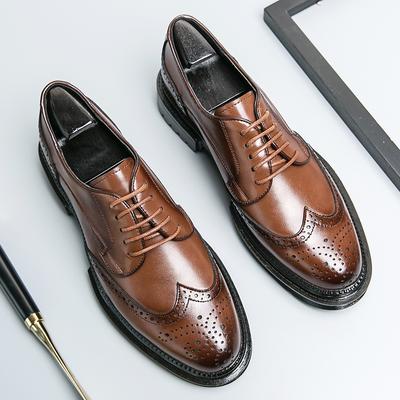 Mode Oxford Schuhe Echtes Kalbsleder Brogue Kleiderschuhe Klassische Business Formelle Schuhe Mann Handgefertigt Herren