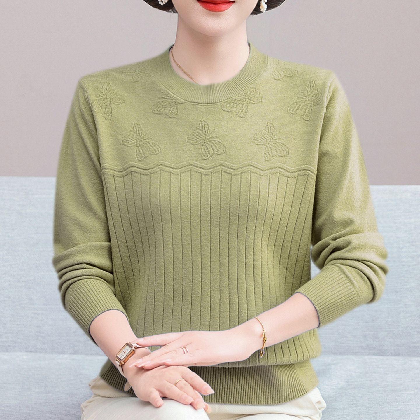 

2026 Early Spring Casual Crochet Knit Sweater for Middle-aged & Elderly Women 5XL (140-160 Jin) зелений