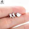 Cute Ballet Earings Women Jewelry Minimalist Puzzle Dinosaur Map Wave Cat Stainless Steel Stud Earrings Girls Pendientes