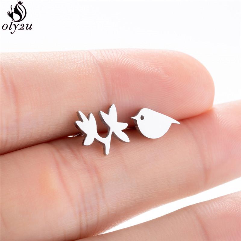Cute Ballet Earings Women Jewelry Minimalist Puzzle Dinosaur Map Wave Cat Stainless Steel Stud Earrings Girls Pendientes