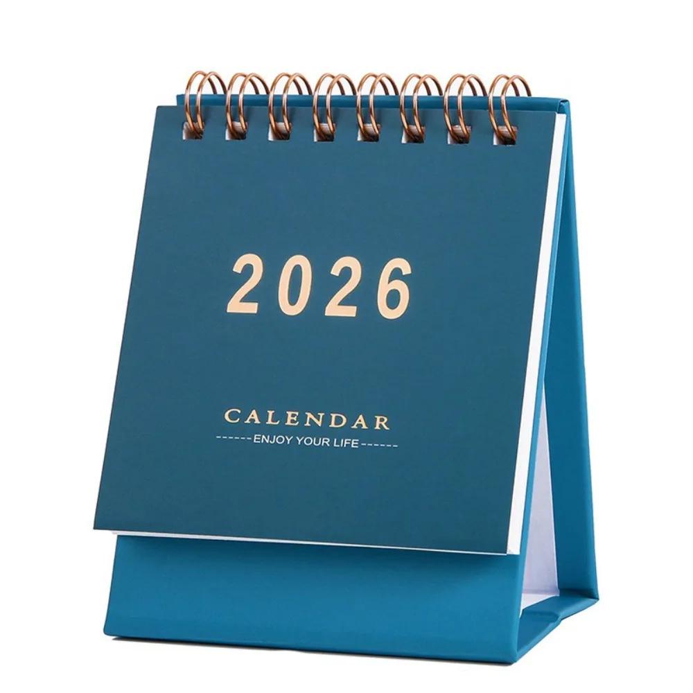 New Small Size Desk Calendar Thick Paper Mini Design Desk Planner Creative Style Coil Binding Daily Planning Supplies Study Use
