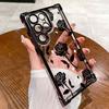 New Black Rose Electroplated Airbag Transparent Phone Case For Samsung Galaxy S25 Ultra S24 S23 S22 S21 Plus FE Soft Cover