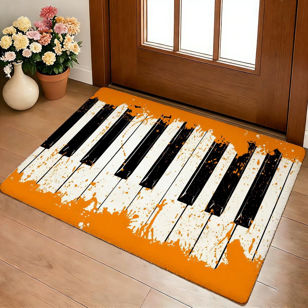 Muzieknoot Piano Patroon Vloermat Gezellige Flanel Zacht Dik Antislip Mat Voor Woonkamer Slaapkamer Keuken Decor Vloerkleden