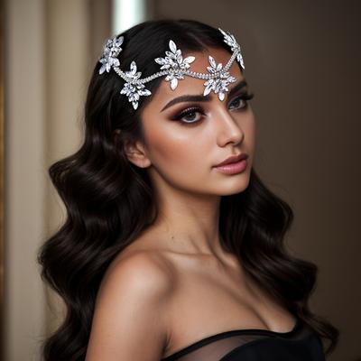 Bridal Bridesmaid Wedding Hair Comb, Elegant Rhinestone Floral Head Chain, Romantic Lightweight Luxury Hair Accessory For Gown