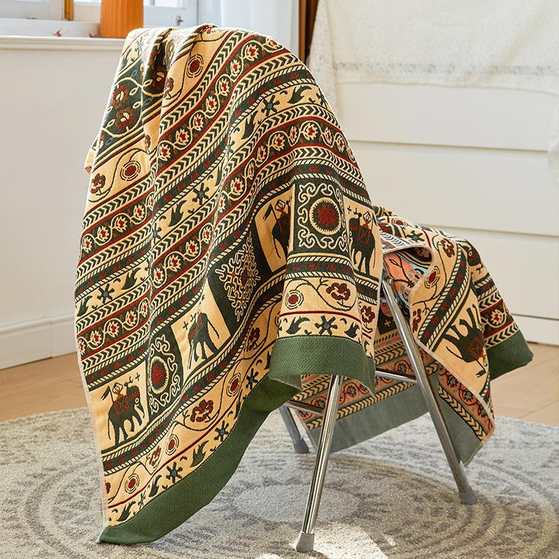 Floral Striped Cotton Gauze Bath Towel, Absorbent Quick-drying Lint-Free Shower Towel, Oversized Comfortable Blanket, Bathroom Supplies, Home Supplies