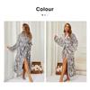 Autumn Winter Lapel Extended Printed Bathrobe Pajamas Nightgown Casual Flannel Nightgown Womens Wear Clothing