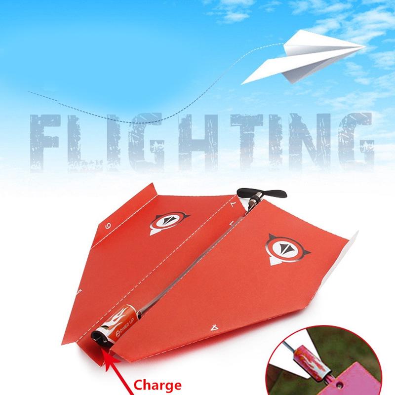 Airplane Rc Folding Paper Model Diy Motor Power Red Rc Plane Power Kids Boy Toy