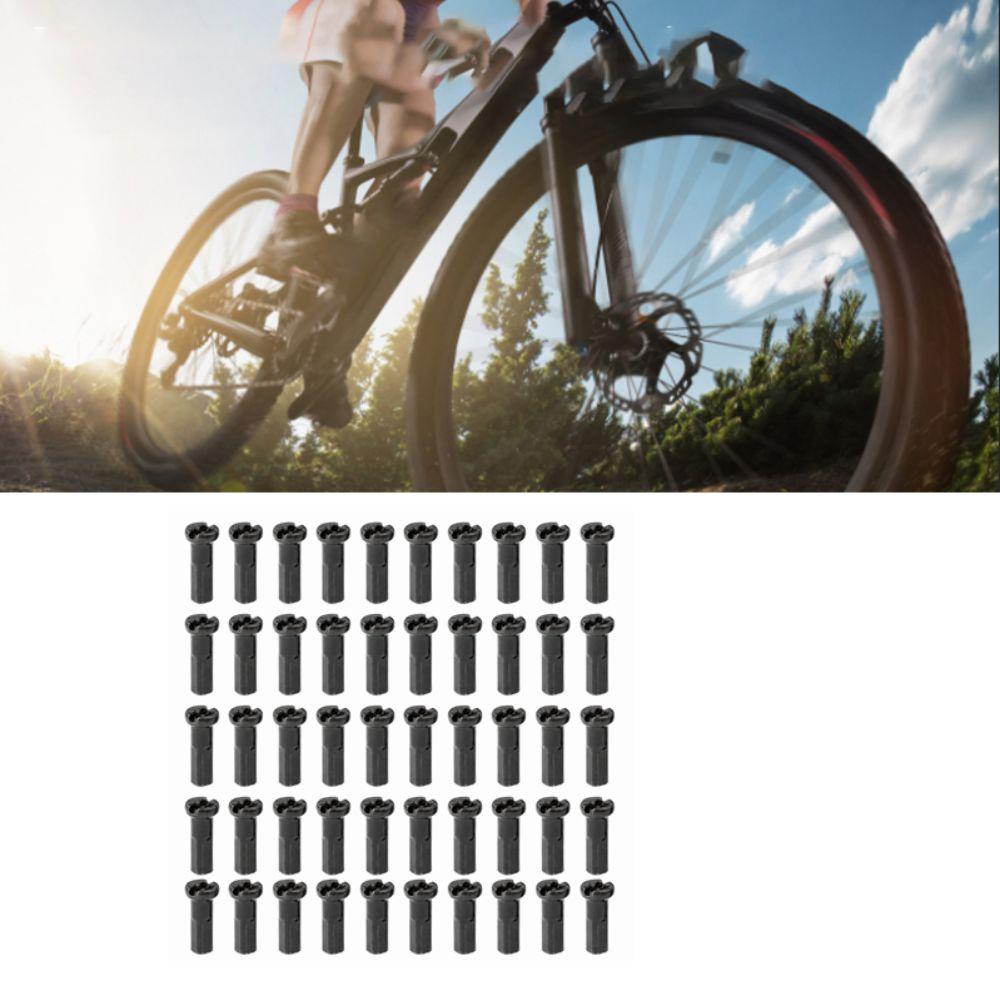 50PCS Black Bicycle Spoke Nipples 14mm Length Spoke Nipples  Folding Bike Spoke Replacement