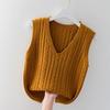 Gilet esterno lavorato a maglia da donna primaverile e autunnale, colore unito, senza maniche