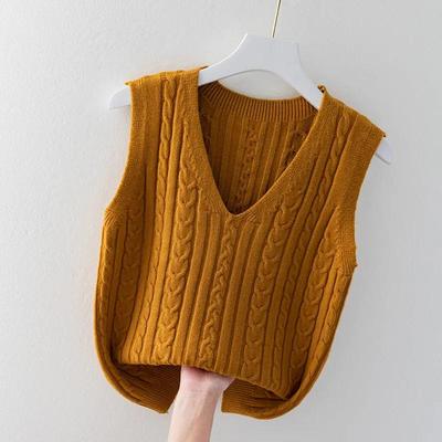 Gilet esterno lavorato a maglia da donna primaverile e autunnale, colore unito, senza maniche