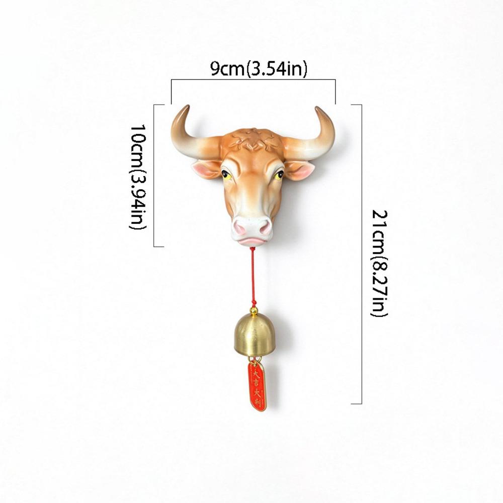 Bull Head Wind Chime Magnetic Mounted Door Opening Reminder Bell God Of Wealth Wind Chime  Home