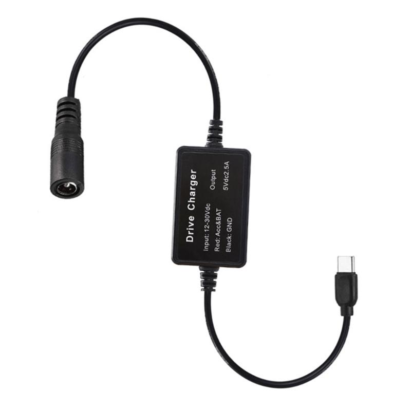 

9V/12V/24V DC5521 to USB C Car Power Cable DC5.5x2.1 To Type C Step Down Adapter 5V 2.5A Output For Dashboard Camera Routers 1