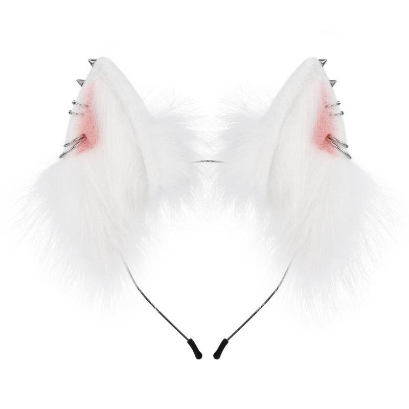 

Furry Role Play Hairband Secure Fit Lightweight Headpiece For Anime Lover Halloween Festivals And Themed Event білий/рожевий