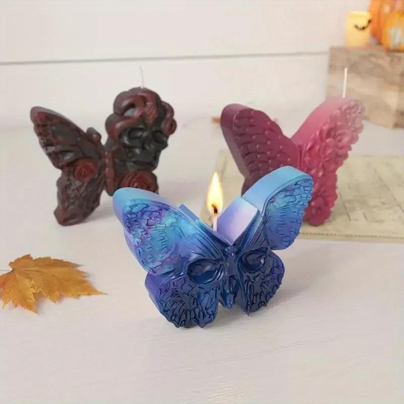 Diy Handmade Creative Flower DIY Halloween Butterfly Candle Mold Skull Snakehead Silicone Baking Molds Accessories Creative Gift