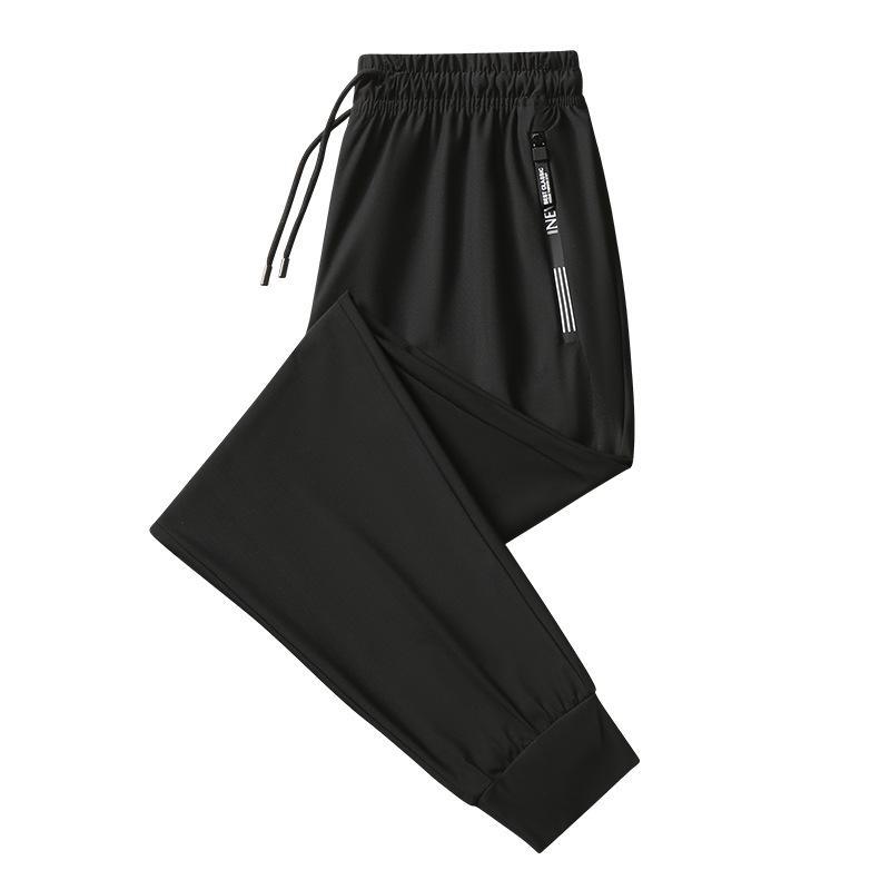 

Мужские летние быстросохнущие эластичные дышащие брюки размера плюс из материала Ice-Silk L чёрный