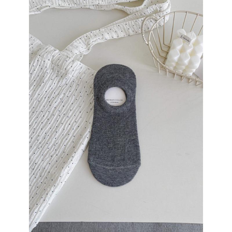 

Женские летние однотонные носки с вертикальной полоской, цветочные, без косточек, с неглубоким вырезом, невидимые, нескользящие, не сползающие с пятки 1 pair серый