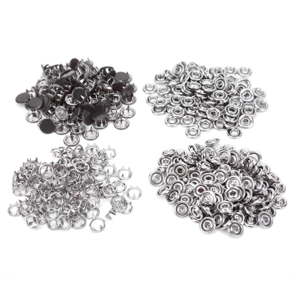 100 Set Snap Button Colorful Brass Prong Press Stud Sewing Fasteners with Installation ToolBlack