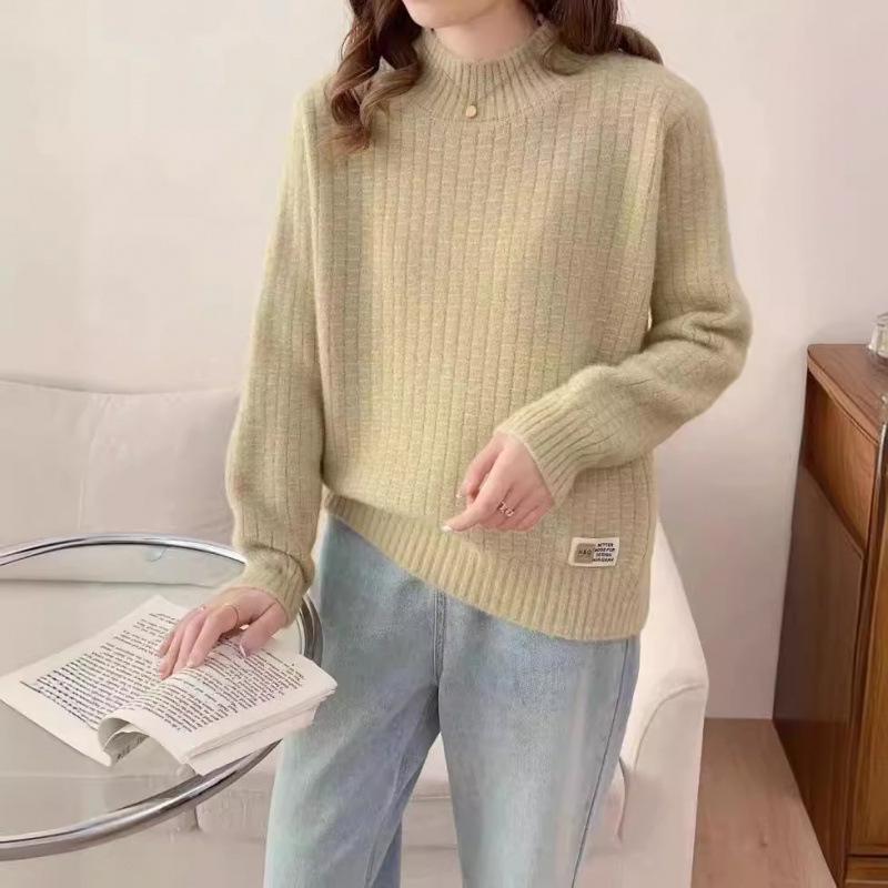 2026 Chic High Neck Faux Mink Velvet Sweater: Soft, Loose Fit for Autumn/Winter