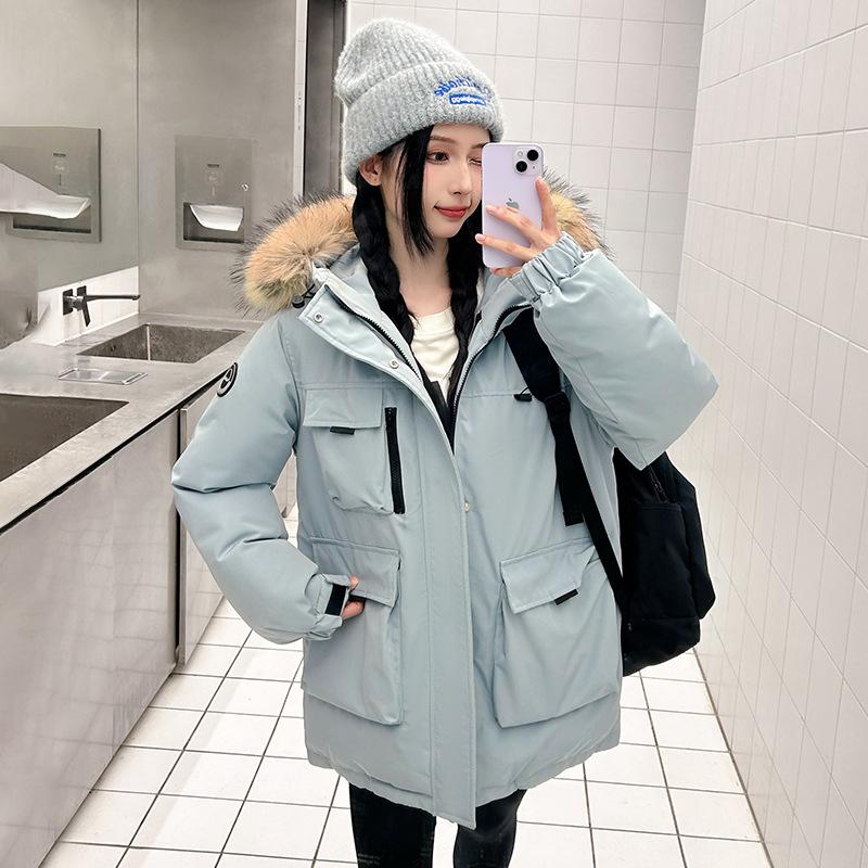 New Retro Thickened Fur Collar Cotton Jacket for Women Winter Workwear Cotton Jacket Pie Jacket