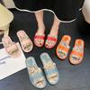 fashion Ladies Shoes 2024 High Quality Basic Women's Slippers Fashion Printing Casual Slippers Women Hot Sale Peep Toe Flat Slippers
