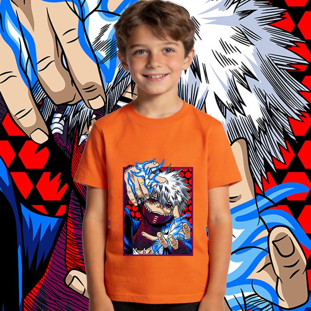 Boys Girls Cotton T Shirt My Hero Academia Dabi Anime Print Kids Casual Short Sleeve Top Soft Breathable Summer Clothing