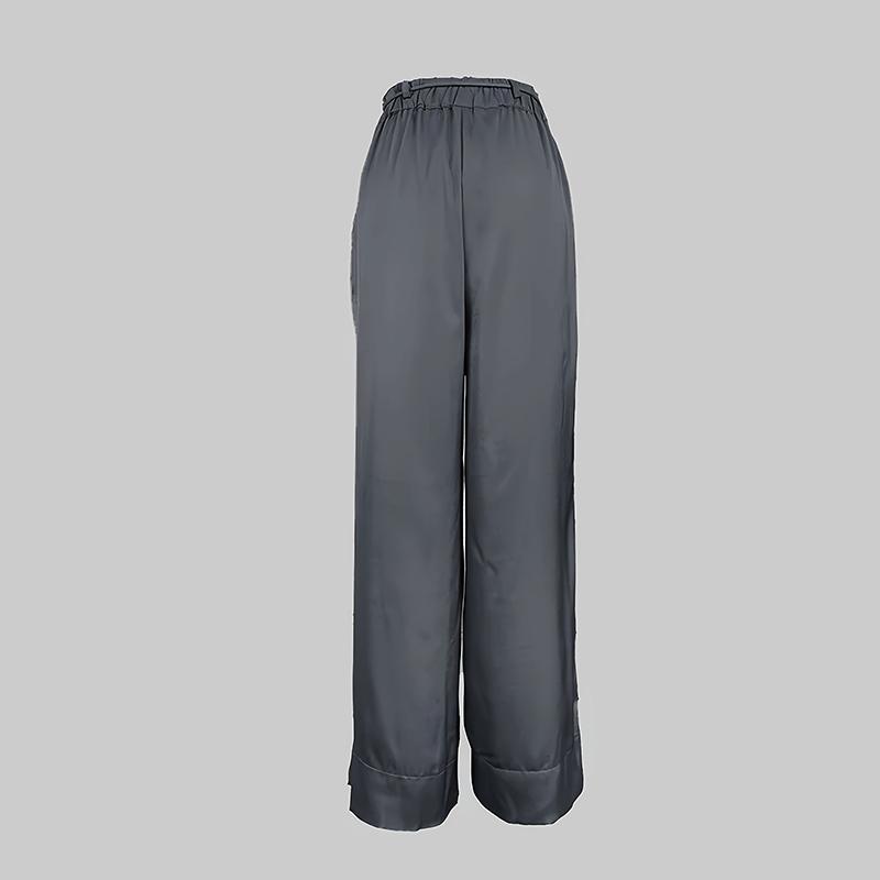 Completo Pantaloni da Donna Colore Unico Mezzo Collo Monospalla Senza Maniche Camicie Allacciatura Pantaloni Gamba Larga Donna 2025 Estate Nuovi Abbigliamento da Strada Donna
