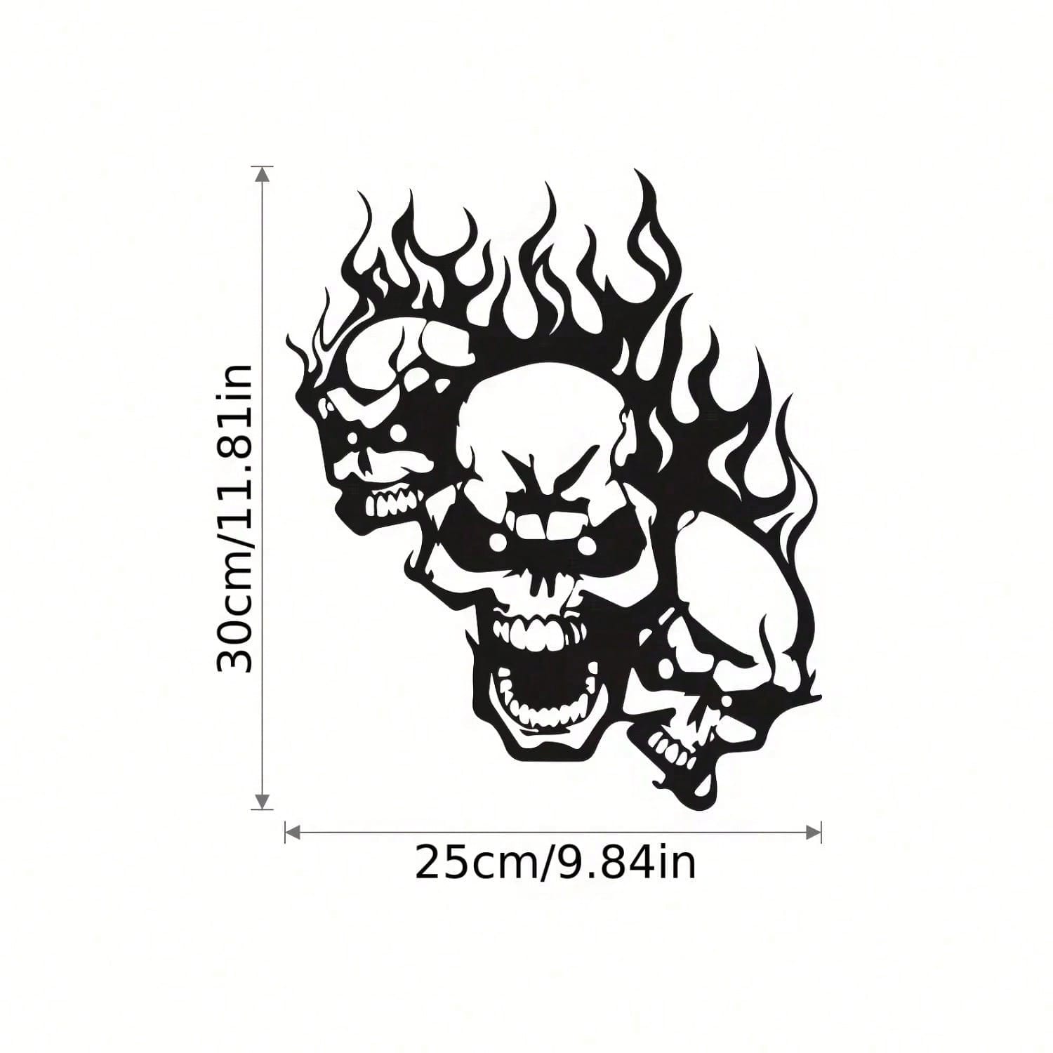 Metal Flame Skull Wall Art, Gothic Iron Craft Home Decor, 1PC Spooky Metal Ornament TY4408