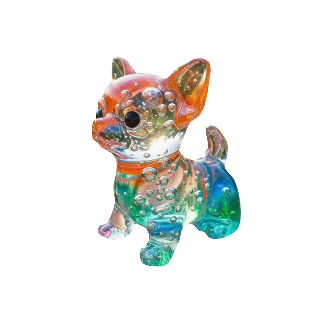 Colorful Clear Glass Puppy Figurine, Dog Ornament With Gradient Effect
