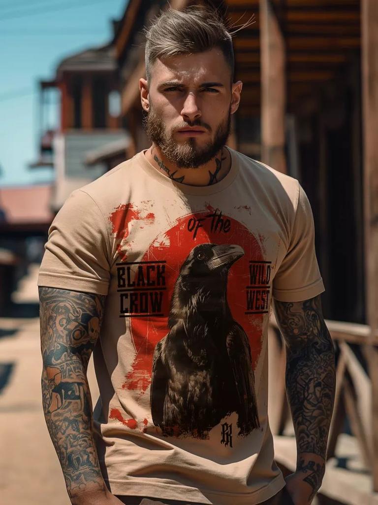 Oversized T-Shirt with Crow Print