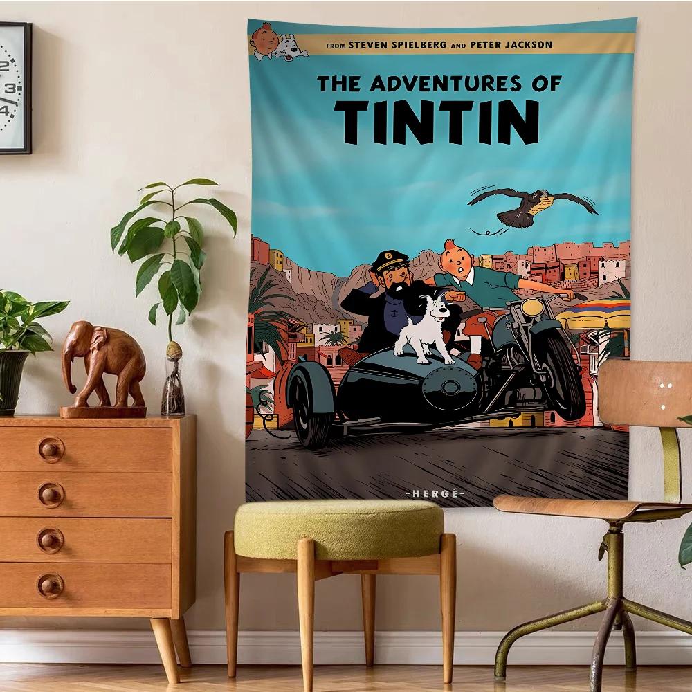 TTintins Adventure Printed Large Wall Tapestry Cheap Hippie Wall Hanging Bohemian Wall Tapestries Mandala INS Home Decor