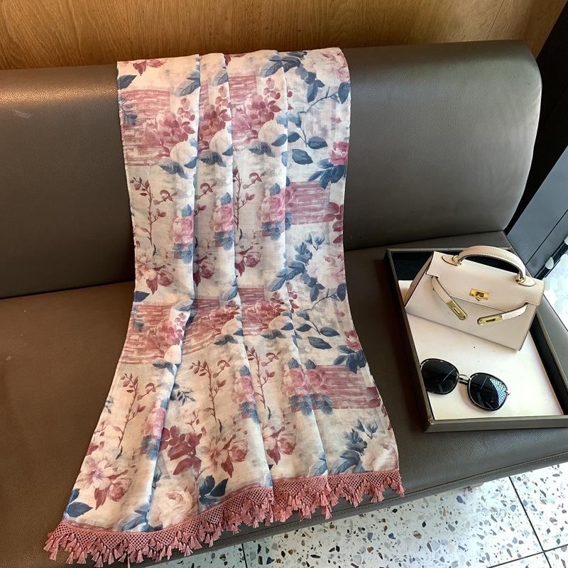 Summer High-End Women'S Medium And Long Outer Coat Retro Ethnic Style Sunscreen Shawl Yunnan Qinghai Tourism Silk Scarf Shawl
