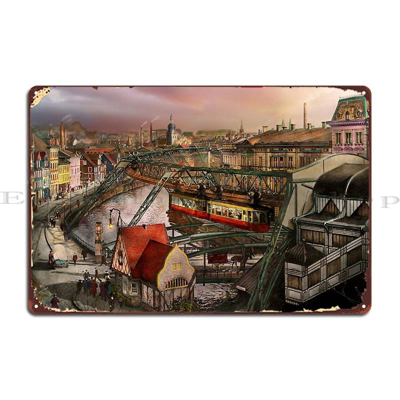 Train Station Wuppertal Suspension Railway 1913 Metal Sign Sign Wall Plaque Decoration Pub Designs Tin Sign Poster