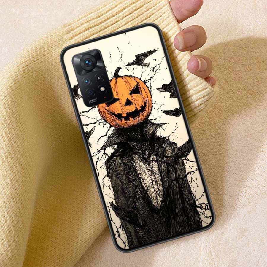 Halloween Pumpkin Man is Here Phone Case For Redmi Note 13 14 15 Pro Plus 12 13C 12C 15C 9 10 10C 9T 9C 9A TPU Soft Cover Clear