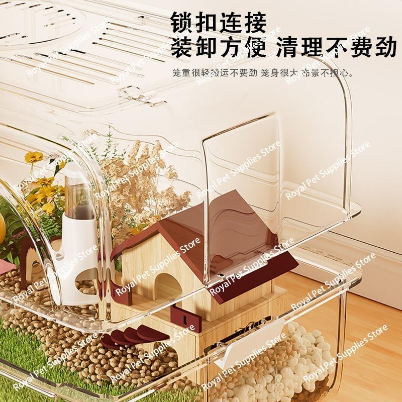 Hamster Cage, Golden Bear, Large Luxury Villa, Large Space Hamster Cage, Fully Transparent and Breathable Hamster Cage Supplies