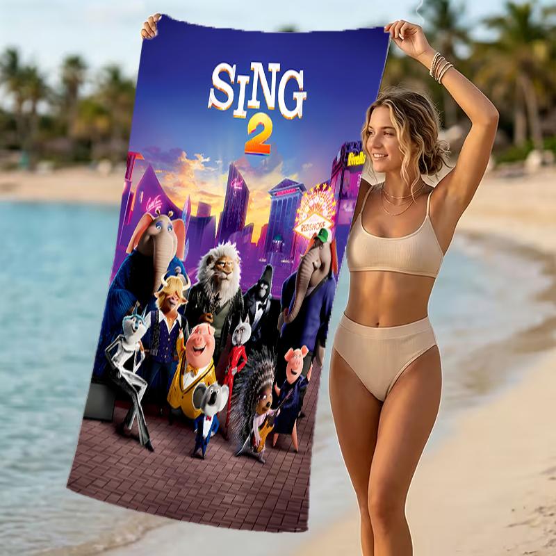 Beach Towel with Sing Pattern - soft,absorbent,machine washable Lightweight&Modern,swimming,Travel Essentials