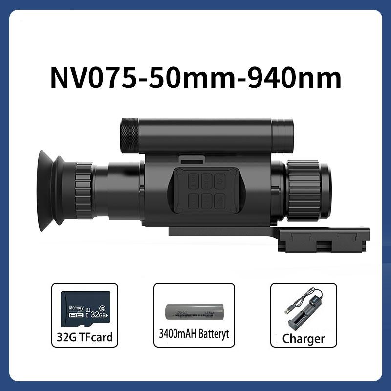 Nv075 Outdoor High-Definition 1080P Day And Night Recording Dual-Purpose 940/850nm Infrared Laser Night Vision With A 25/35/50mm Lens For Aiming