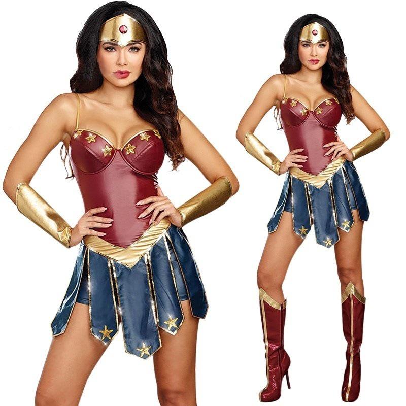 Wonder Woman Adult Cosplay Halloween Costume Lingerie (Leather)